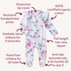 Lilac Skies Organic Snuggle Sleepsuit Zip Footie with Frill - Thumbnail 4
