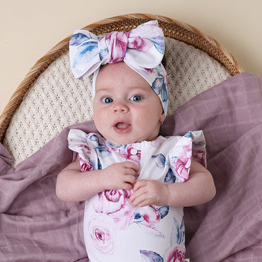 Lilac Skies Organic Oversized Bow | Snuggle Hunny