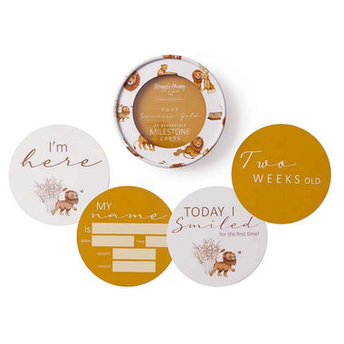 Lion & Sunrise Gold Reversible Milestone Cards-Snuggle Hunny