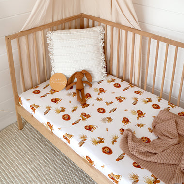 Lion Fitted Cot Sheet-Snuggle Hunny