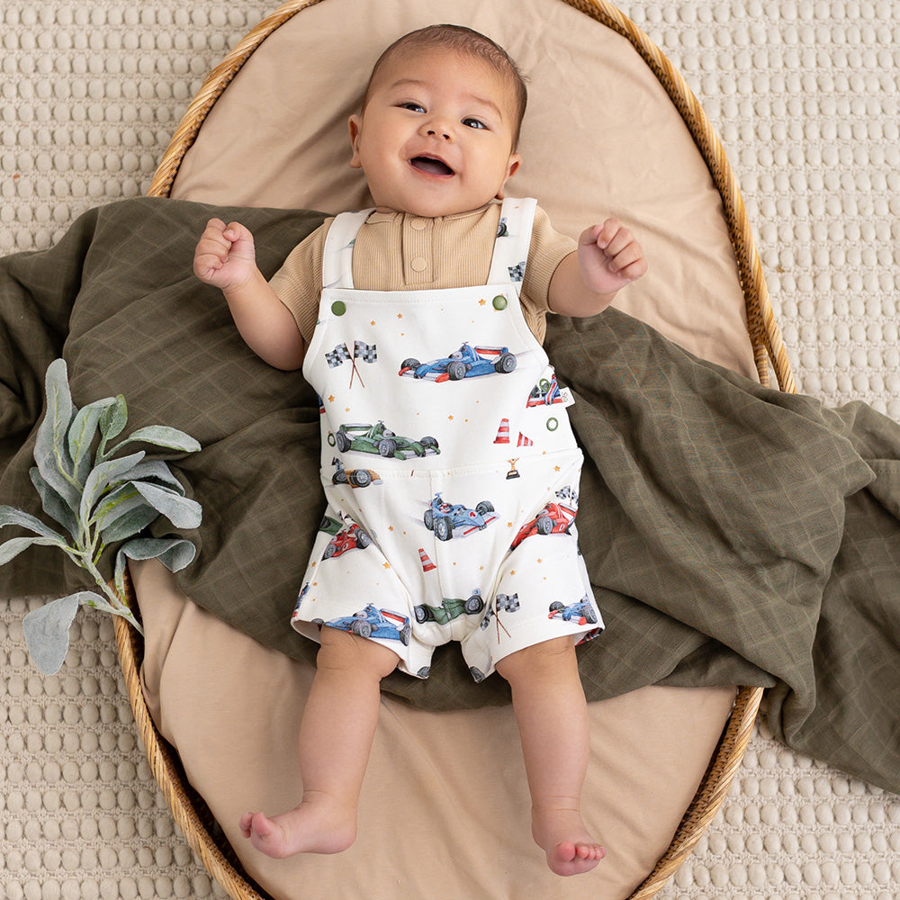 Little Racers Organic Snuggle Overall Shorts - View 3
