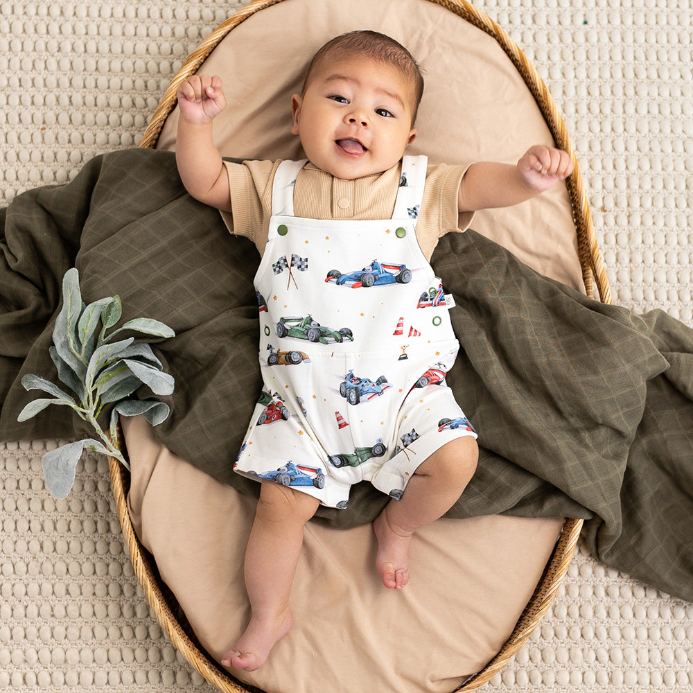 Little Racers Organic Snuggle Overall Shorts - View 15