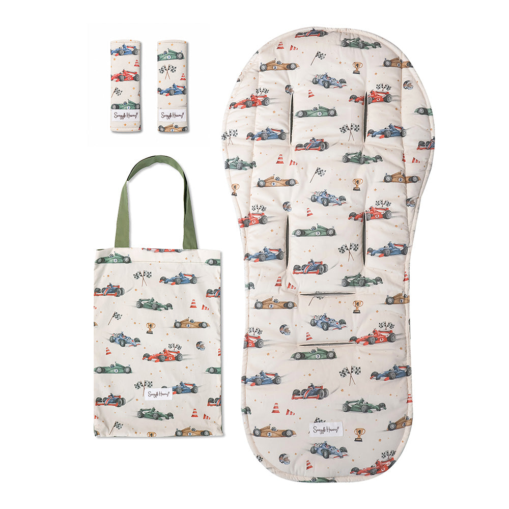 Bundle - Little Racers Pram Liner & Strap Cover Set - View 1