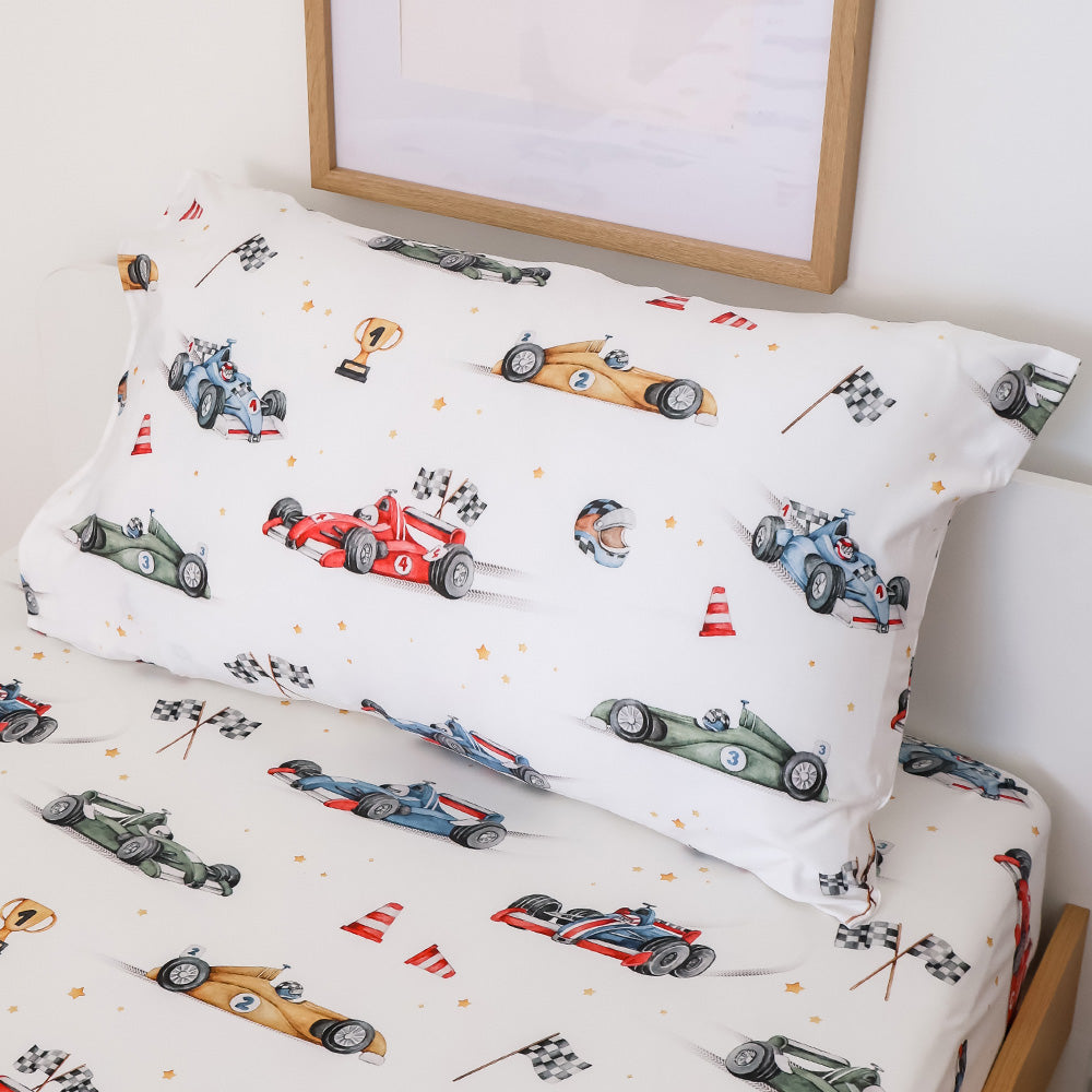 Little Racers Organic Cotton Single Pillowcase - View 1