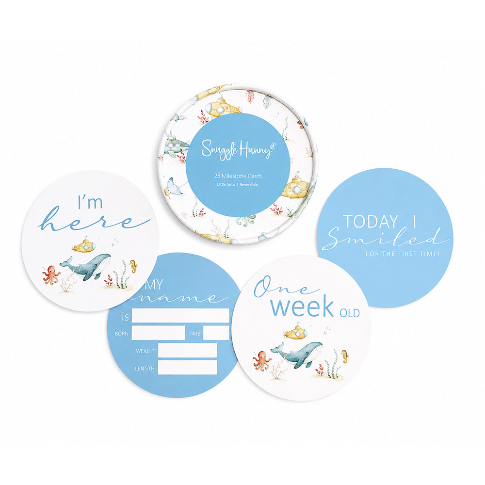 Little Subs & Aqua Reversible Milestone Cards - View 1