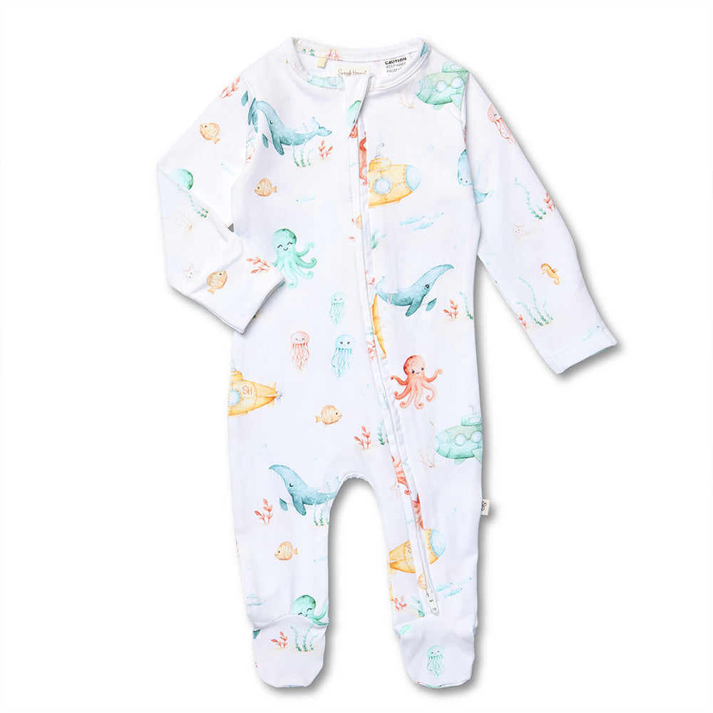 Little Subs Organic Snuggle Sleepsuit Zip Footie - View 2