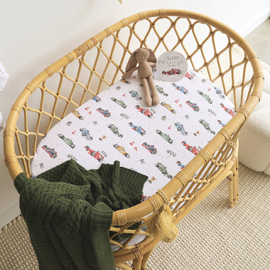 Little Racers Organic Bassinet Sheet / Change Pad Cover | Snuggle Hunny