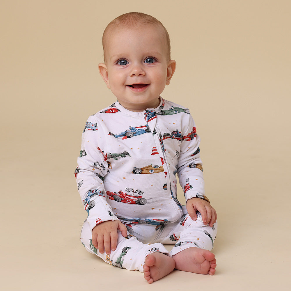 Little Racers Organic Snugglesuit Convertible Romper - View 1