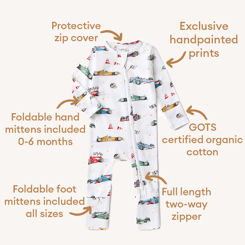 Little Racers Organic Snugglesuit Convertible Romper - View 6