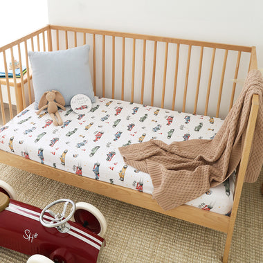 Little Racers Organic Fitted Cot Sheet | Snuggle Hunny