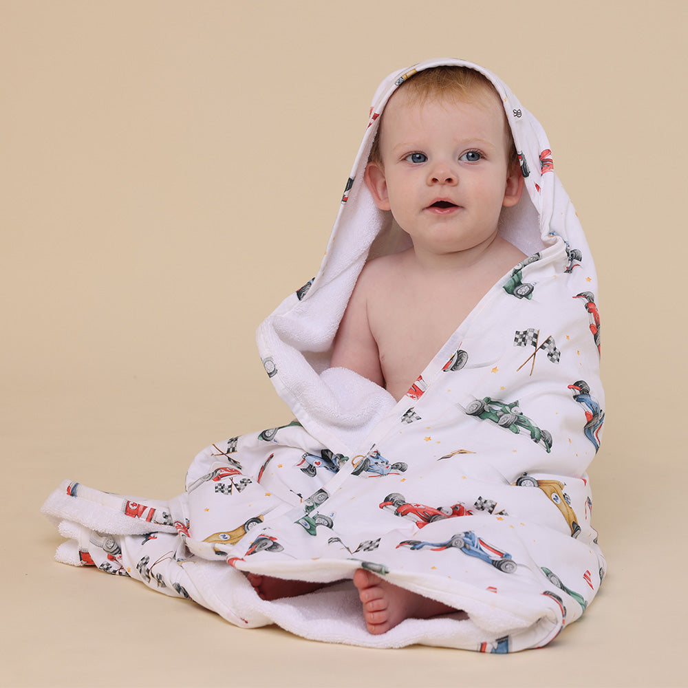Little Racers Organic Hooded Baby Towel - View 3