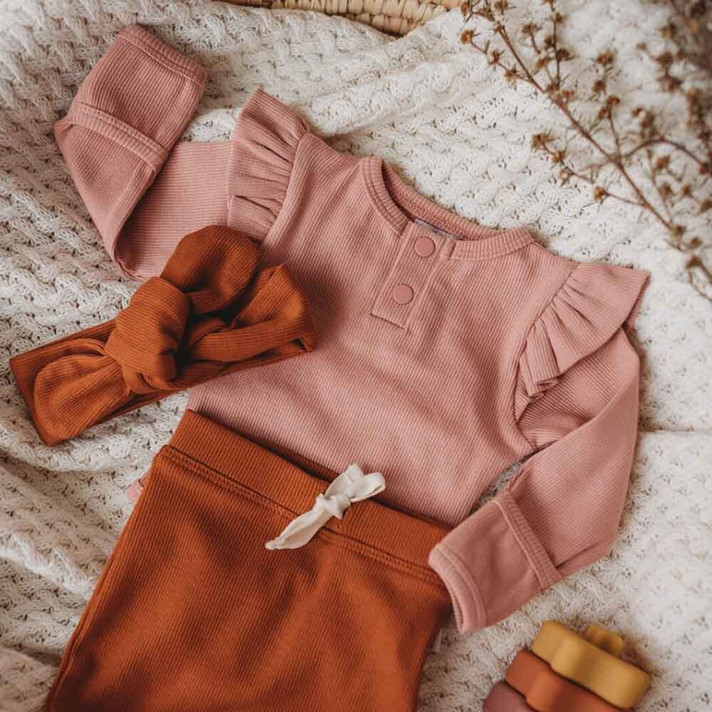 Rose Long Sleeve Organic Bodysuit - View 7