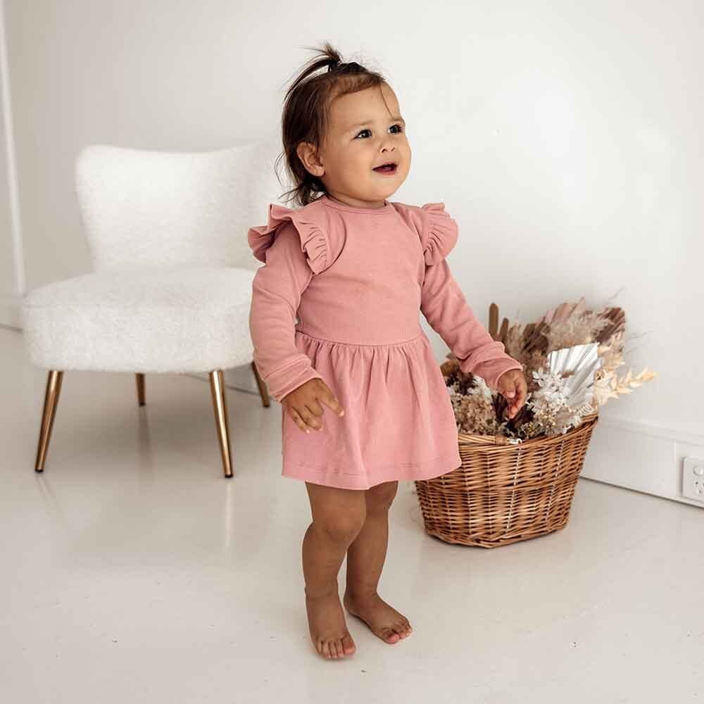 Rose Long Sleeve Organic Dress - View 8