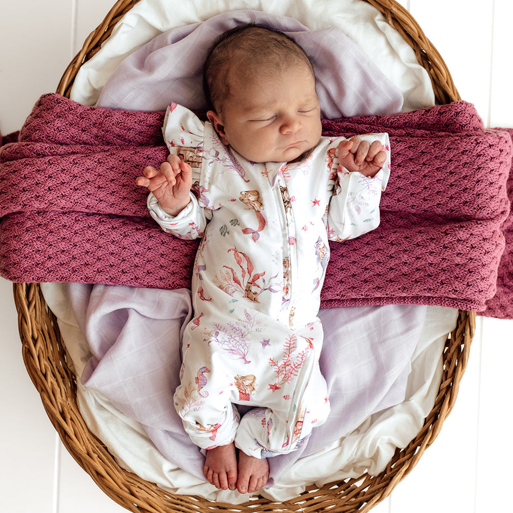 Mermaid Organic Snugglesuit Convertible Romper with Frill - View 9