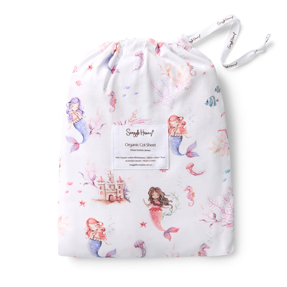 Mermaid Organic Fitted Cot Sheet - View 5