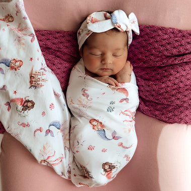 Mermaid Organic Jersey Wrap & Topknot Set | Snuggle Hunny