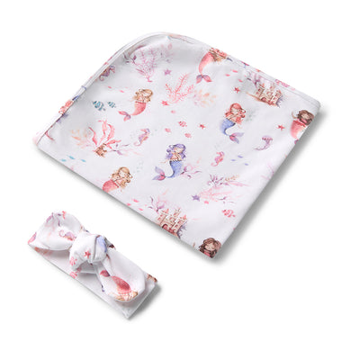 Mermaid Organic Jersey Wrap & Topknot Set | Snuggle Hunny