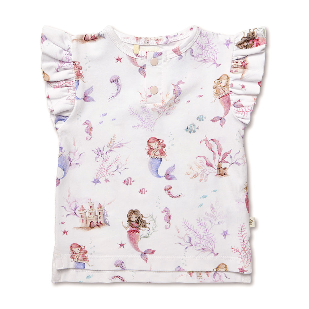 Mermaid Organic Short Sleeve Top with Frill - View 2