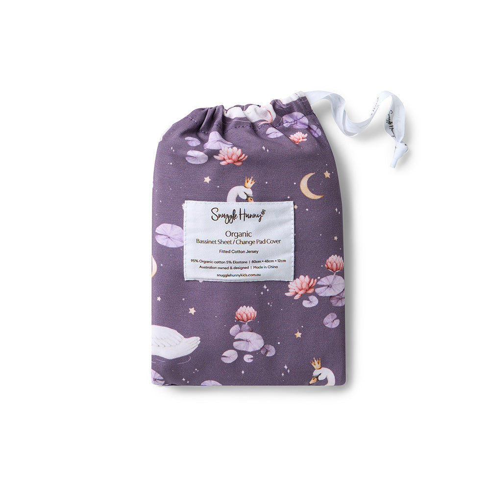 Midnight Swan Organic Bassinet Sheet / Change Pad Cover - View 4