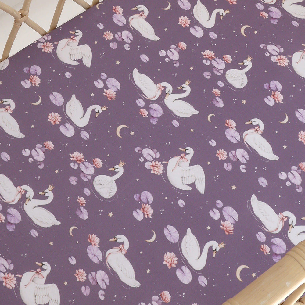 Midnight Swan Organic Bassinet Sheet / Change Pad Cover - View 2