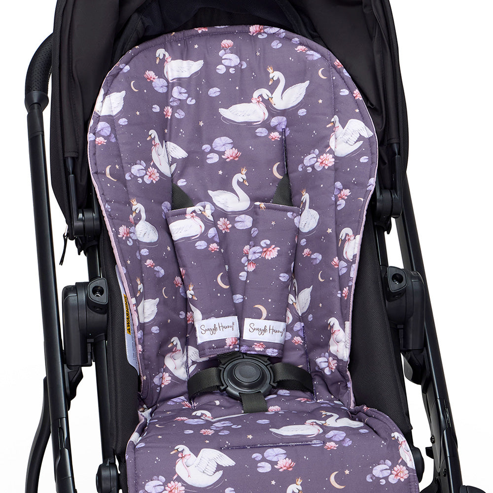 Bundle - Midnight Swan Pram Liner & Strap Cover Set - View 5