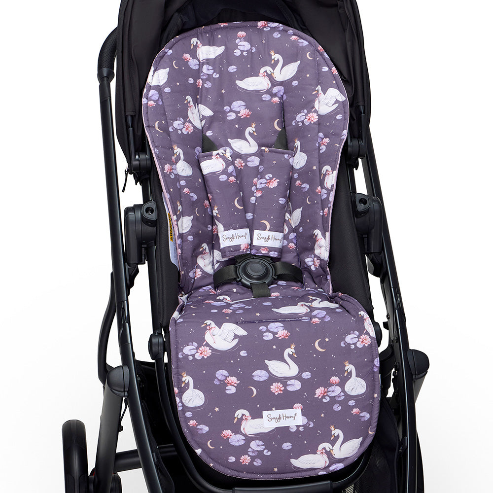 Bundle - Midnight Swan Pram Liner & Strap Cover Set - View 3