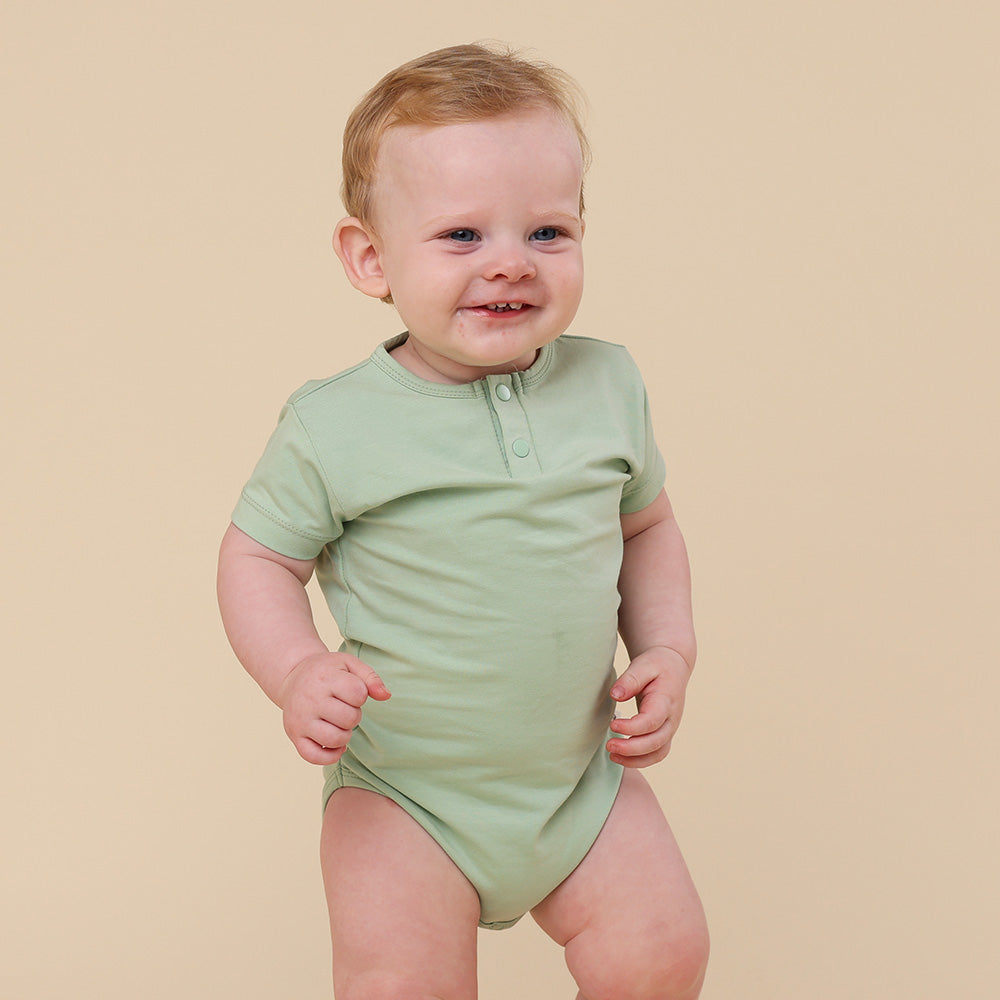 Mint Short Sleeve Organic Bodysuit - View 4