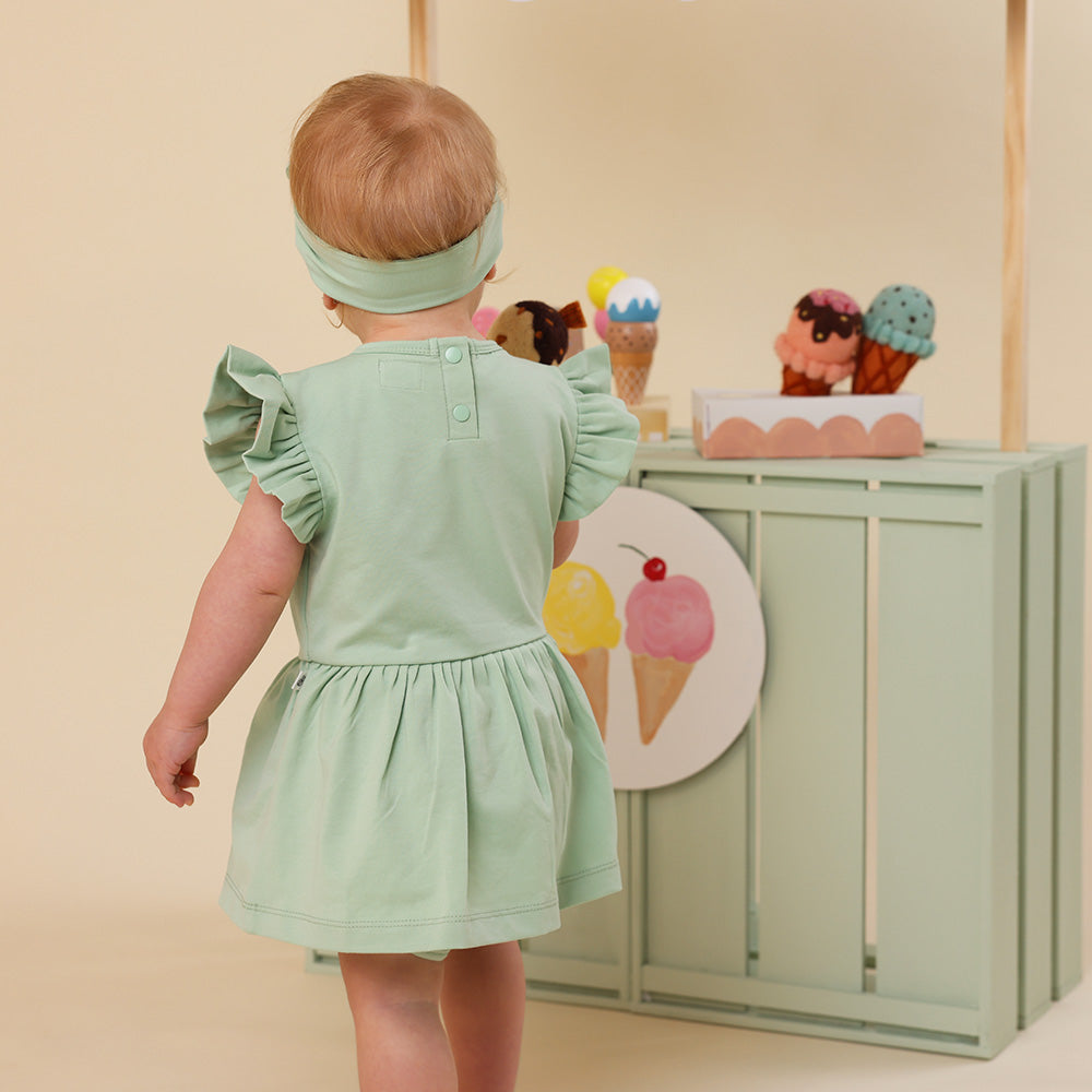 Mint Short Sleeve Organic Dress - View 3