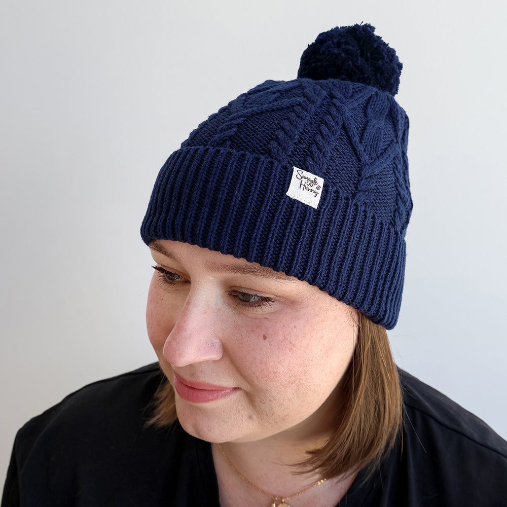 Navy Organic Adult Knit Beanie - View 5