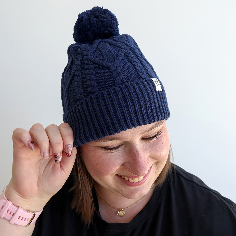 Navy Organic Adult Knit Beanie - View 1