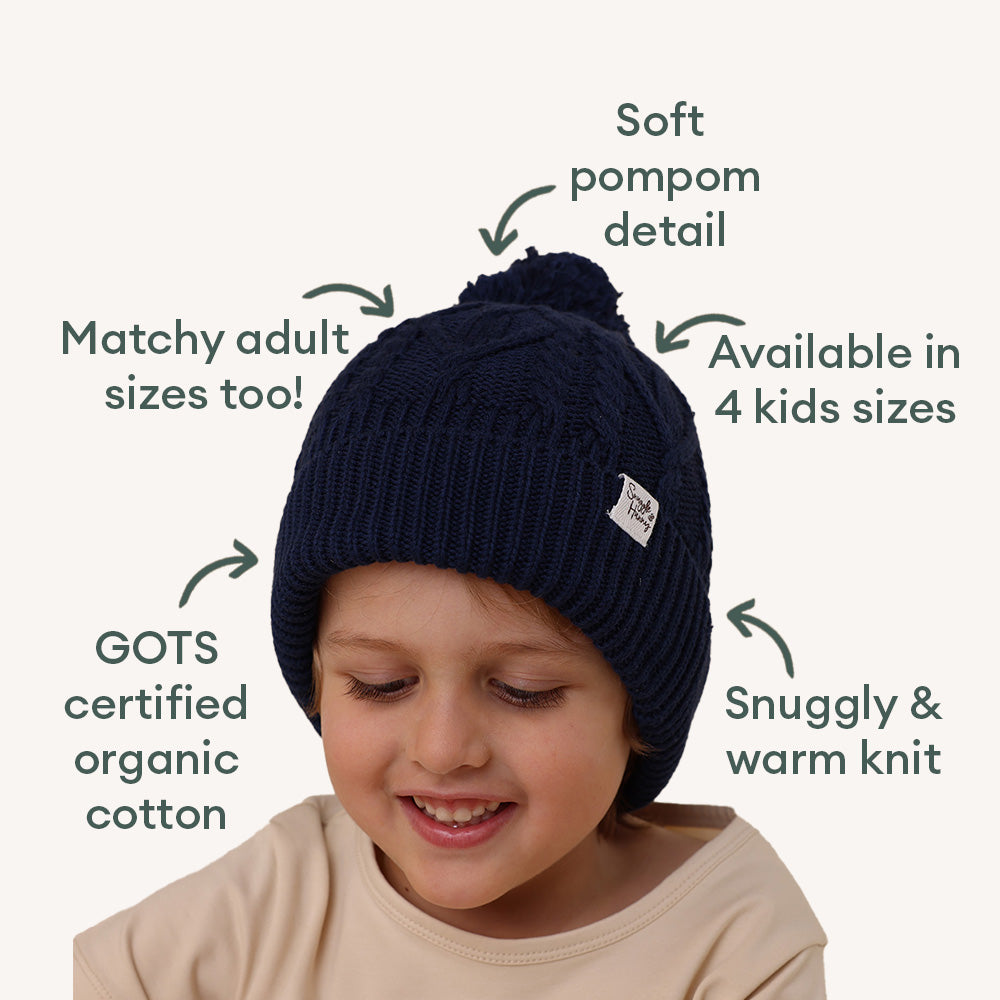 Navy Organic Baby Knit Beanie - View 5