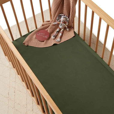 Olive Fitted Cot Sheet-Snuggle Hunny