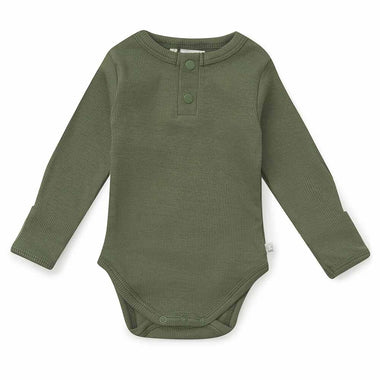 Olive Long Sleeve Organic Bodysuit-Snuggle Hunny