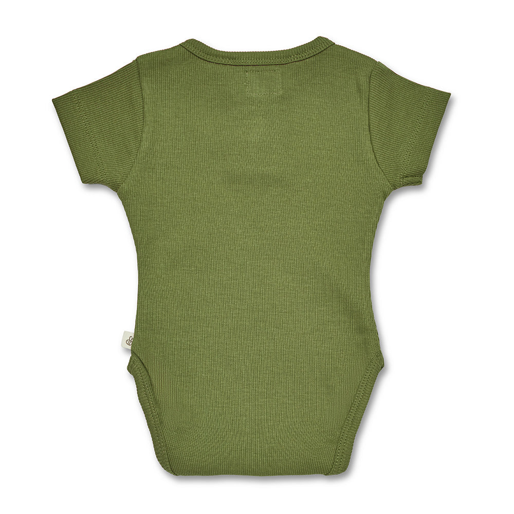 Olive Short Sleeve Organic Bodysuit - View 4