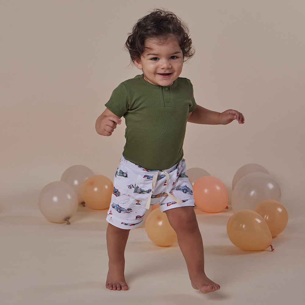 Olive Short Sleeve Organic Bodysuit - View 8