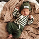 Olive Stripe Long Sleeve Organic Bodysuit - Thumbnail 5