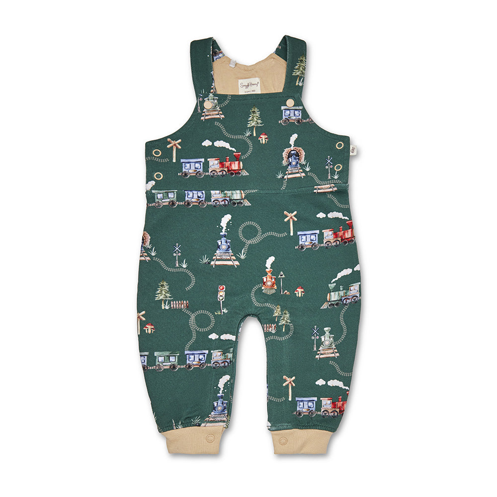 Trains Organic Snuggle Overalls - View 2