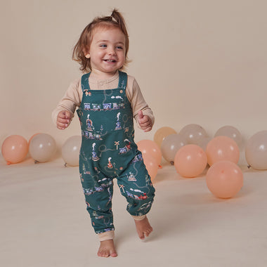 Trains Organic Snuggle Overalls | Snuggle Hunny