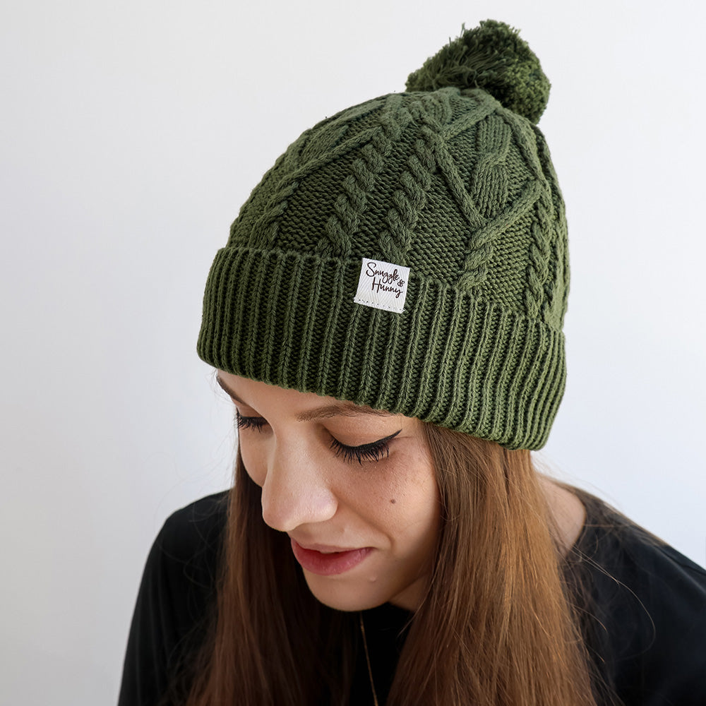 Olive Organic Adult Knit Beanie - View 5