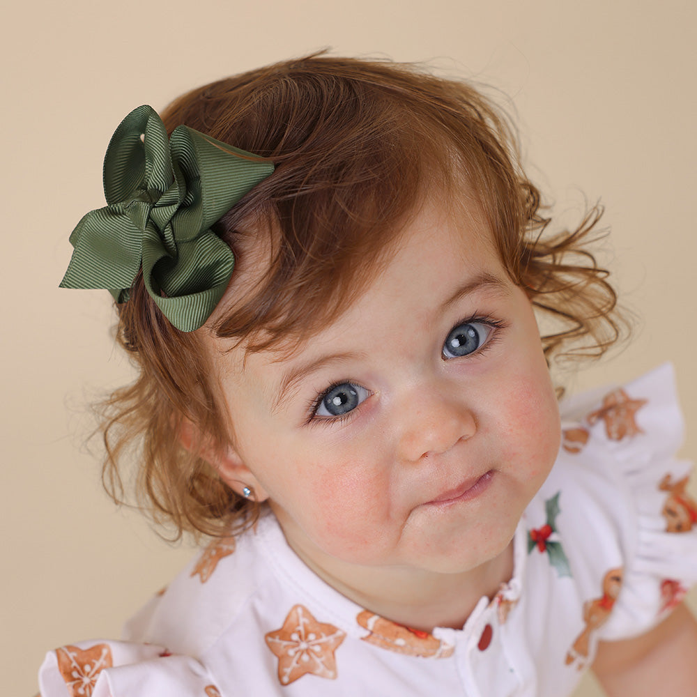 Olive Bow Hair Clip - View 4