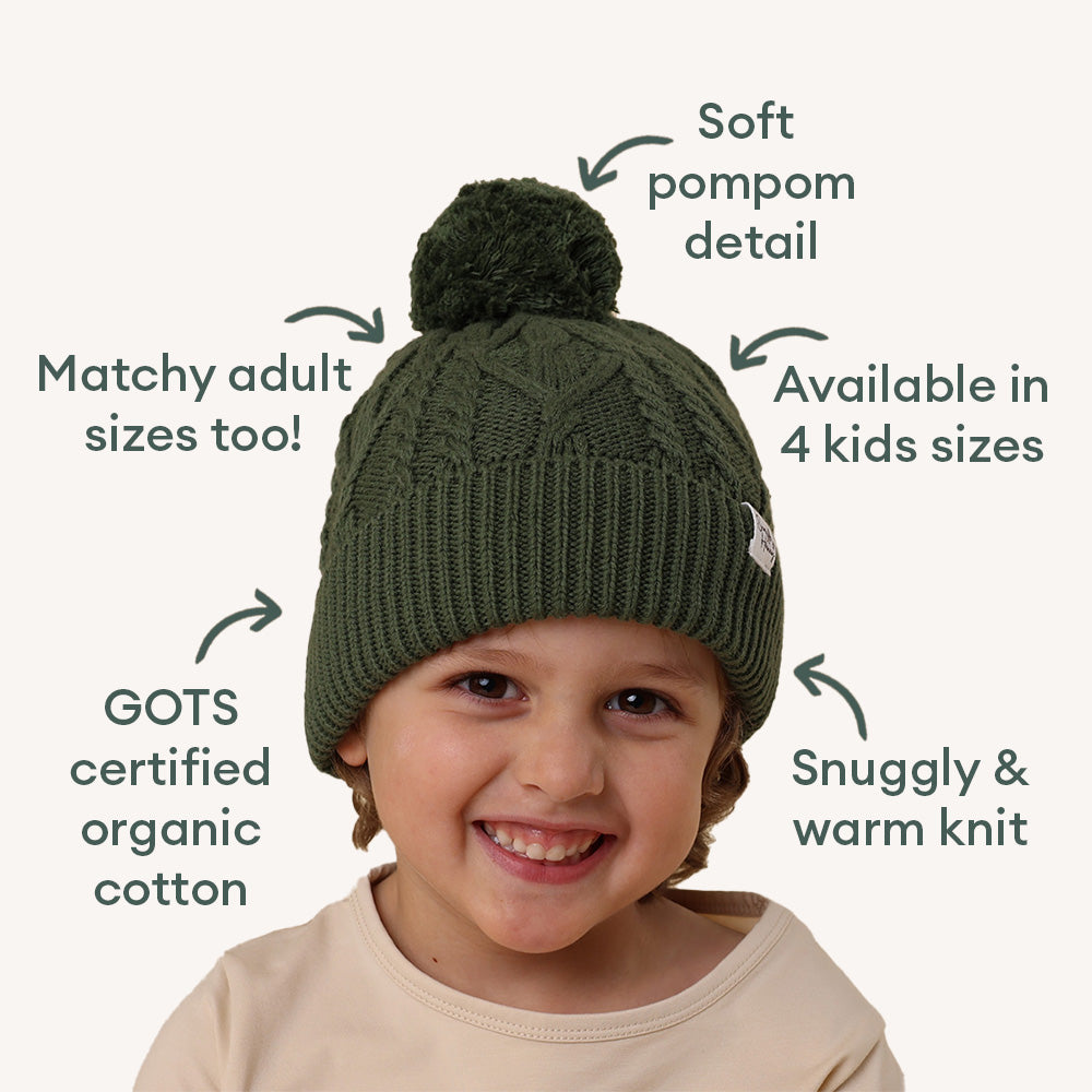 Olive Organic Baby Knit Beanie - View 4