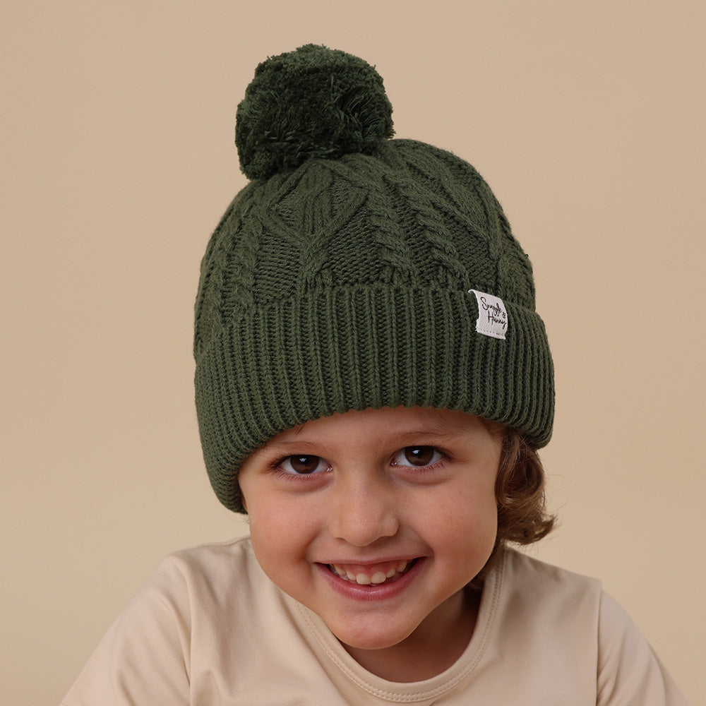 Olive Organic Baby Knit Beanie - View 3
