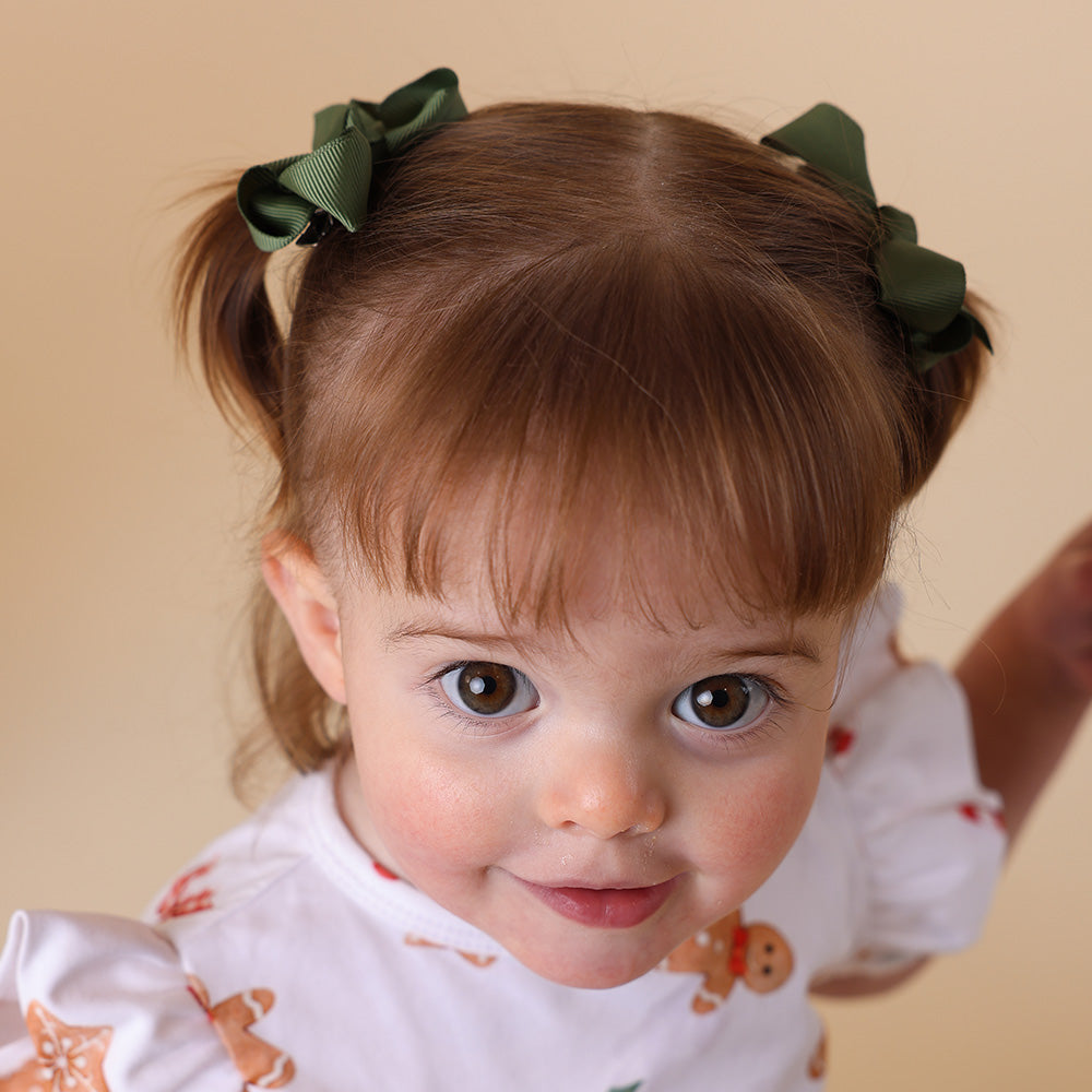 Olive Piggy Tail Hair Clips - Pair - View 3