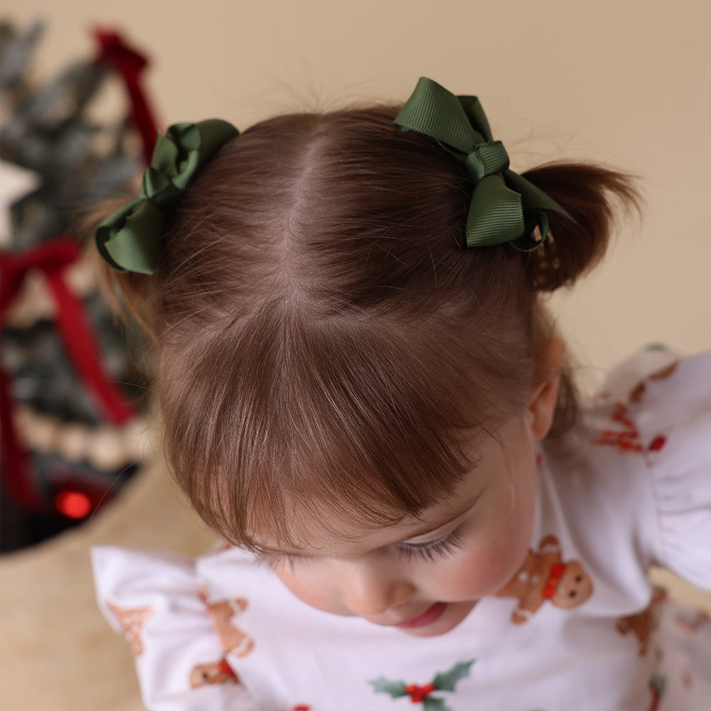 Olive Piggy Tail Hair Clips - Pair - View 4