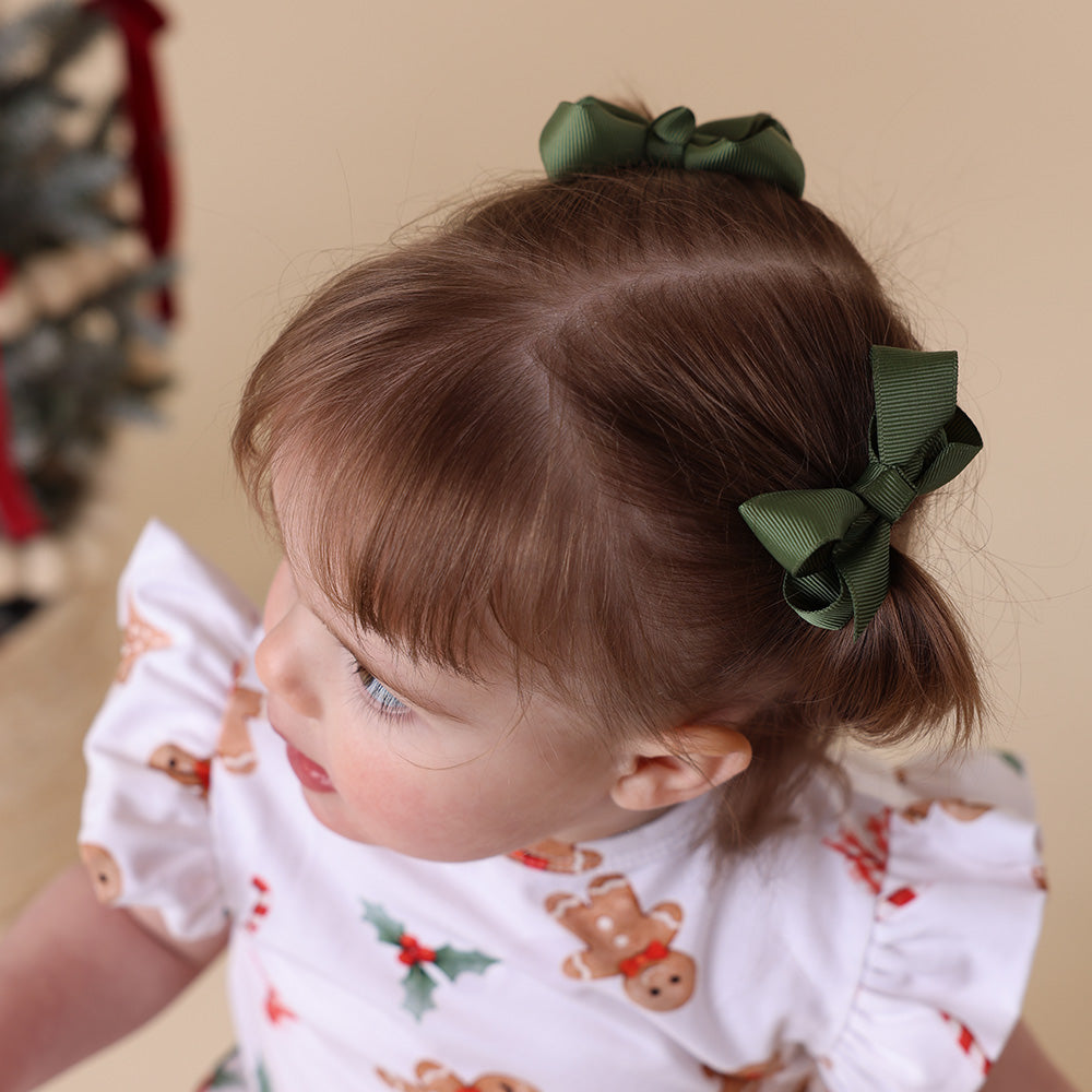 Olive Piggy Tail Hair Clips - Pair - View 5