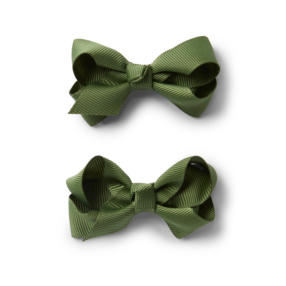 Olive Piggy Tail Hair Clips - Pair - View 2