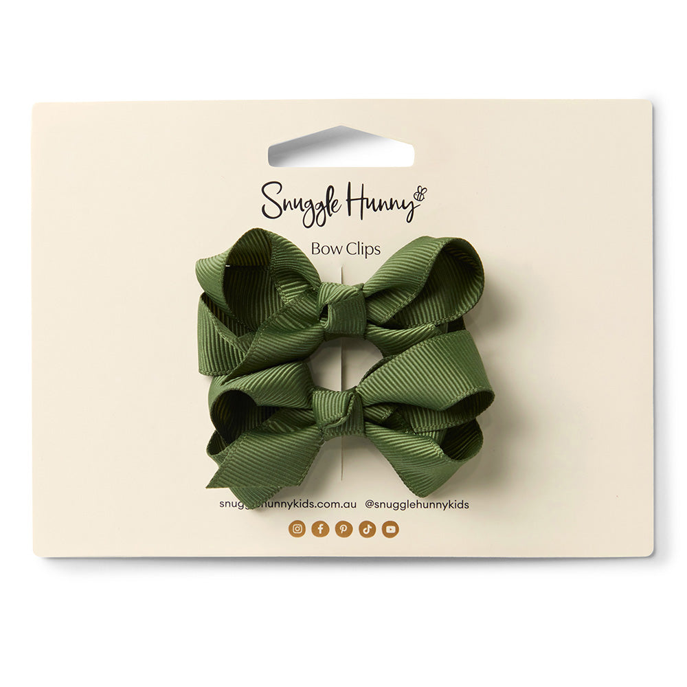Olive Piggy Tail Hair Clips - Pair - View 6