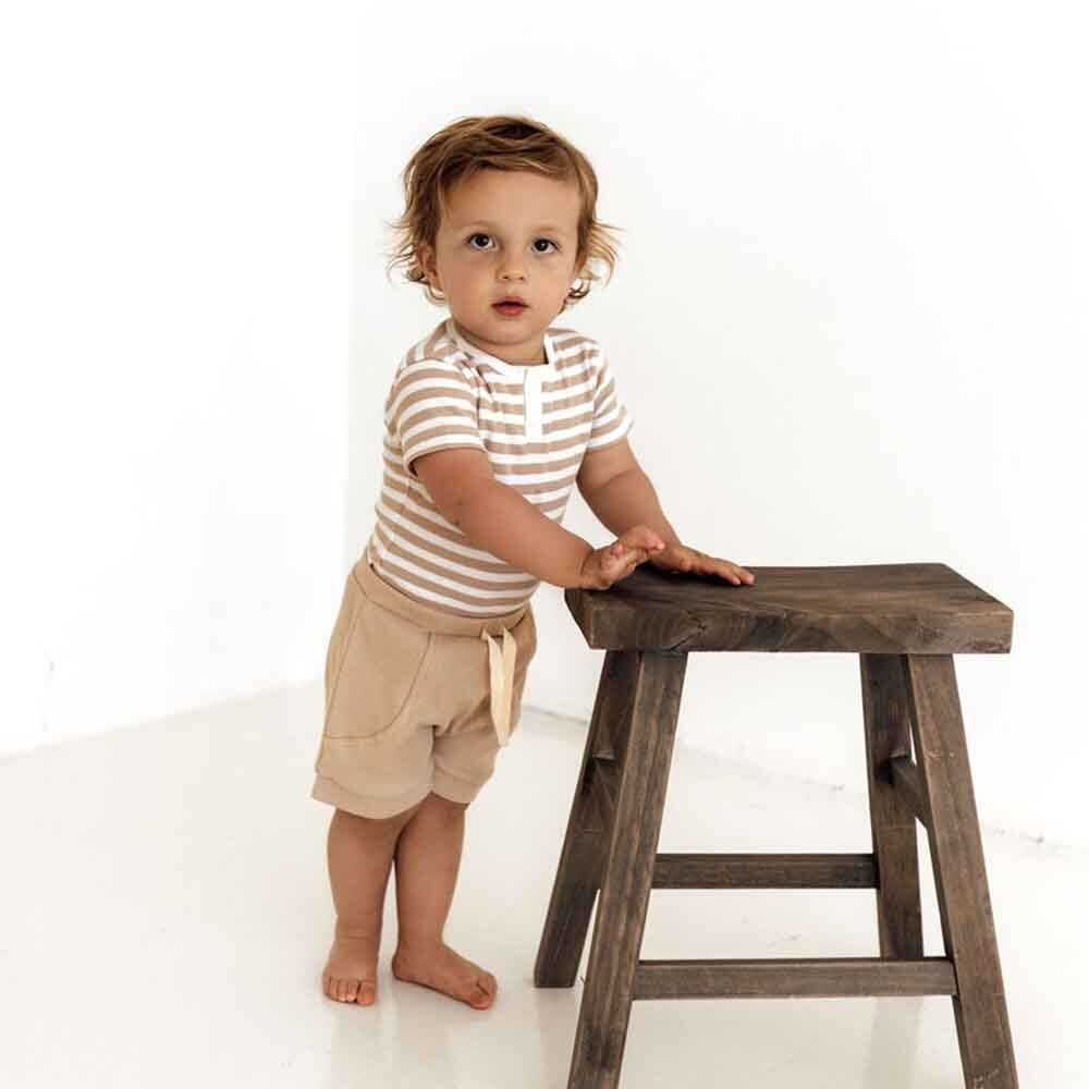 Pebble Stripe Short Sleeve Organic Bodysuit - View 4