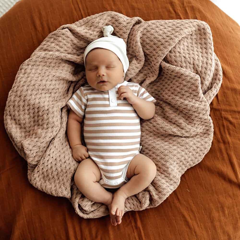 Pebble Stripe Short Sleeve Organic Bodysuit - View 6