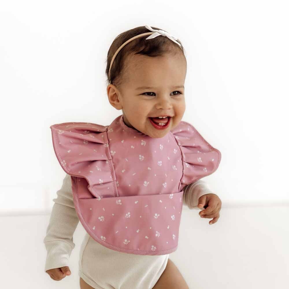 Pink Fleur Frill Snuggle Bib - View 1